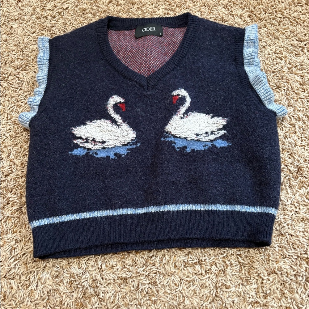 Cider Swan Knitted Contrasting Sweater Vest Womens size small
